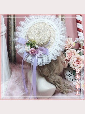 Handmade Lace Flower Lolita Straw Hat (SL04)